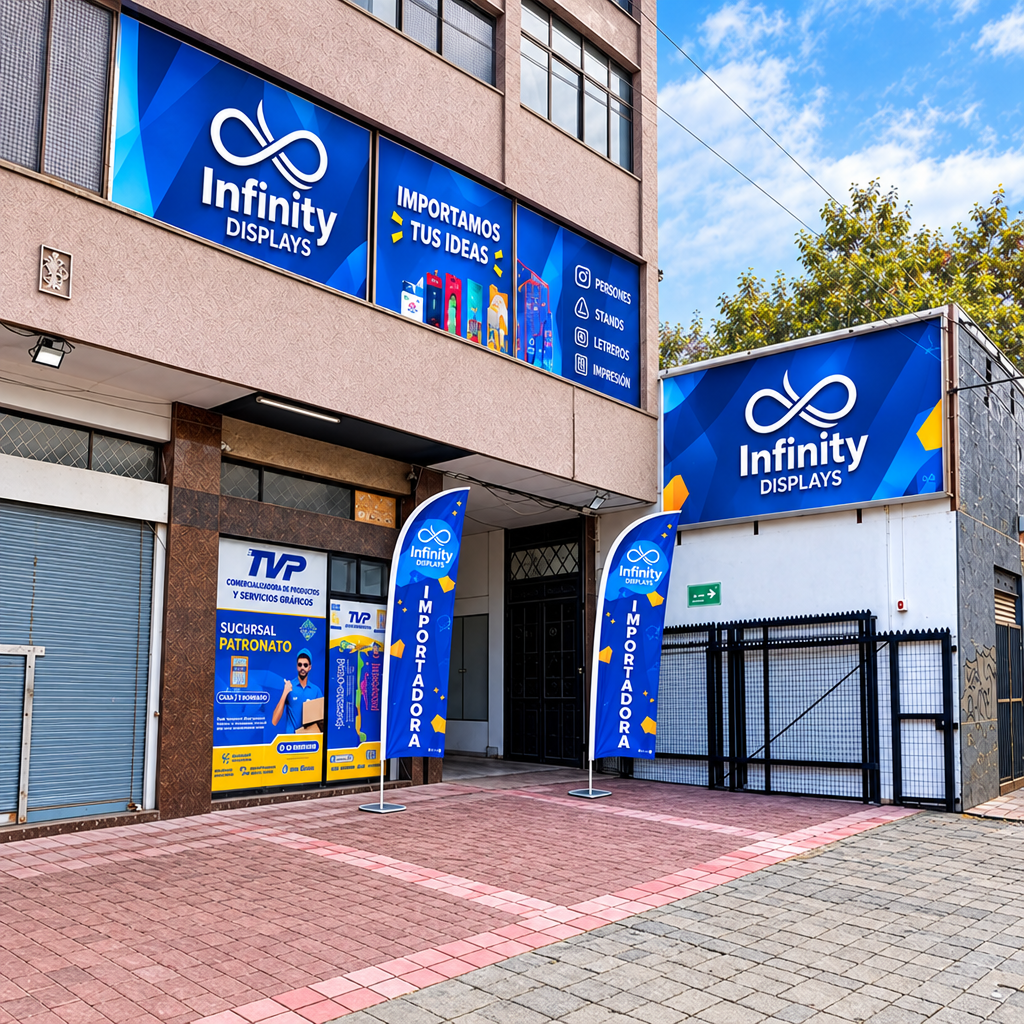 Fachada del local de Infinity Displays en Calle Eusebio Lillo 321, Local 201-202, Recoleta